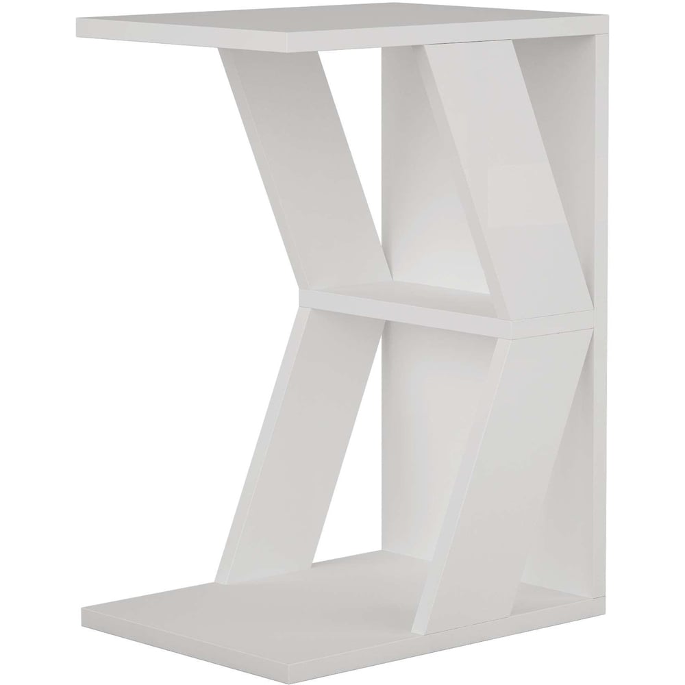 Decortie Naze 2 Shelf White Modern C Shape Side Table Image 2