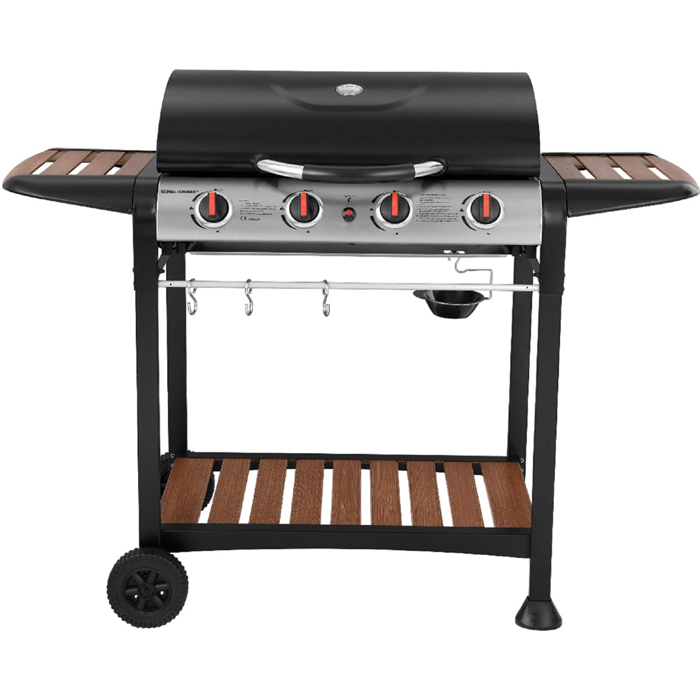 George Foreman Black and Wood 4 Burner Gas BBQ Image 3