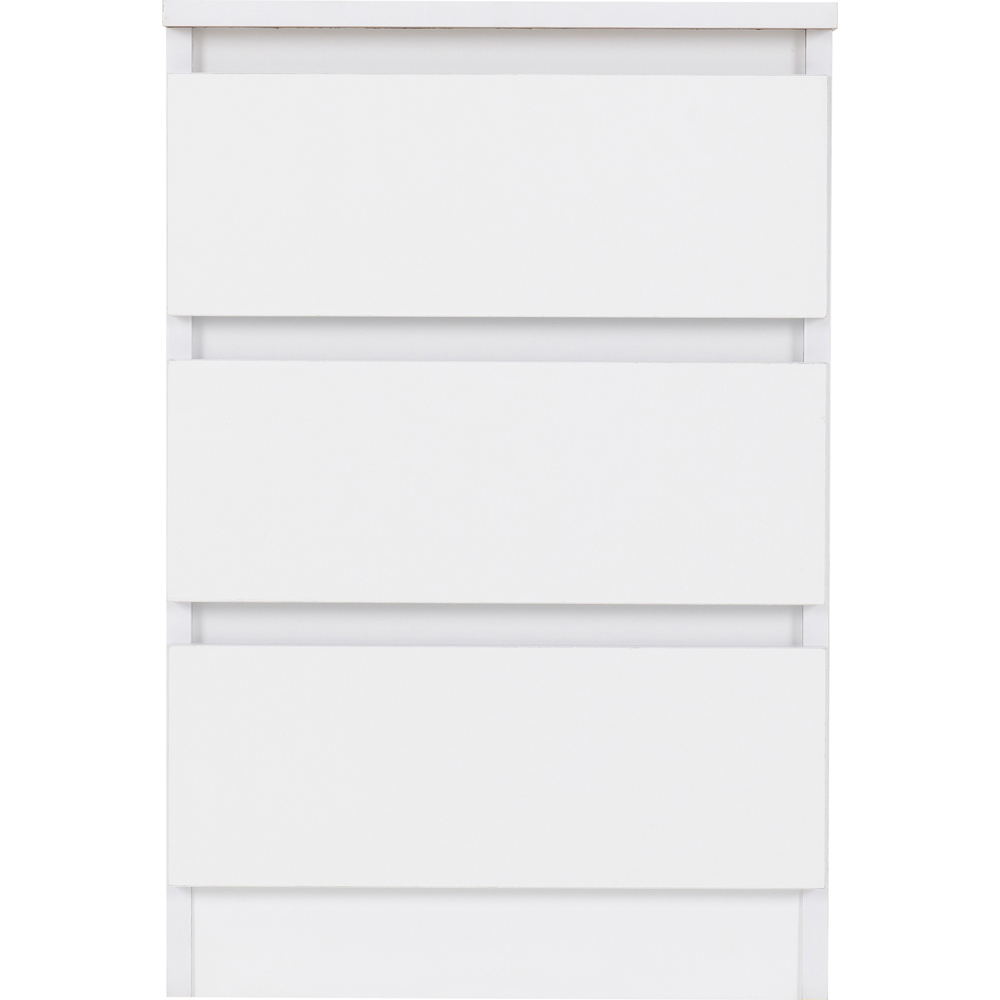 Seconique Malvern 3 Drawer White Bedside Table Image 3