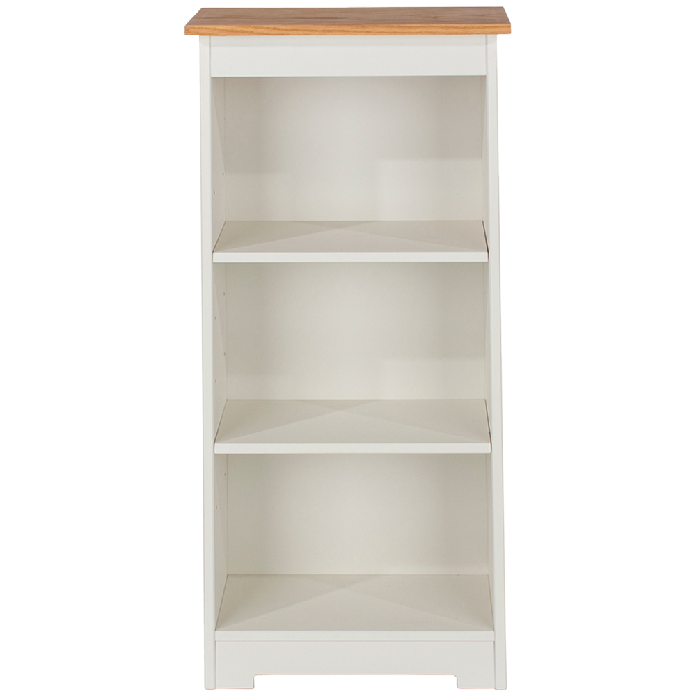 Core Products Colorado 3 Shelf Oak and White Low Narrow Bookcase Image 2