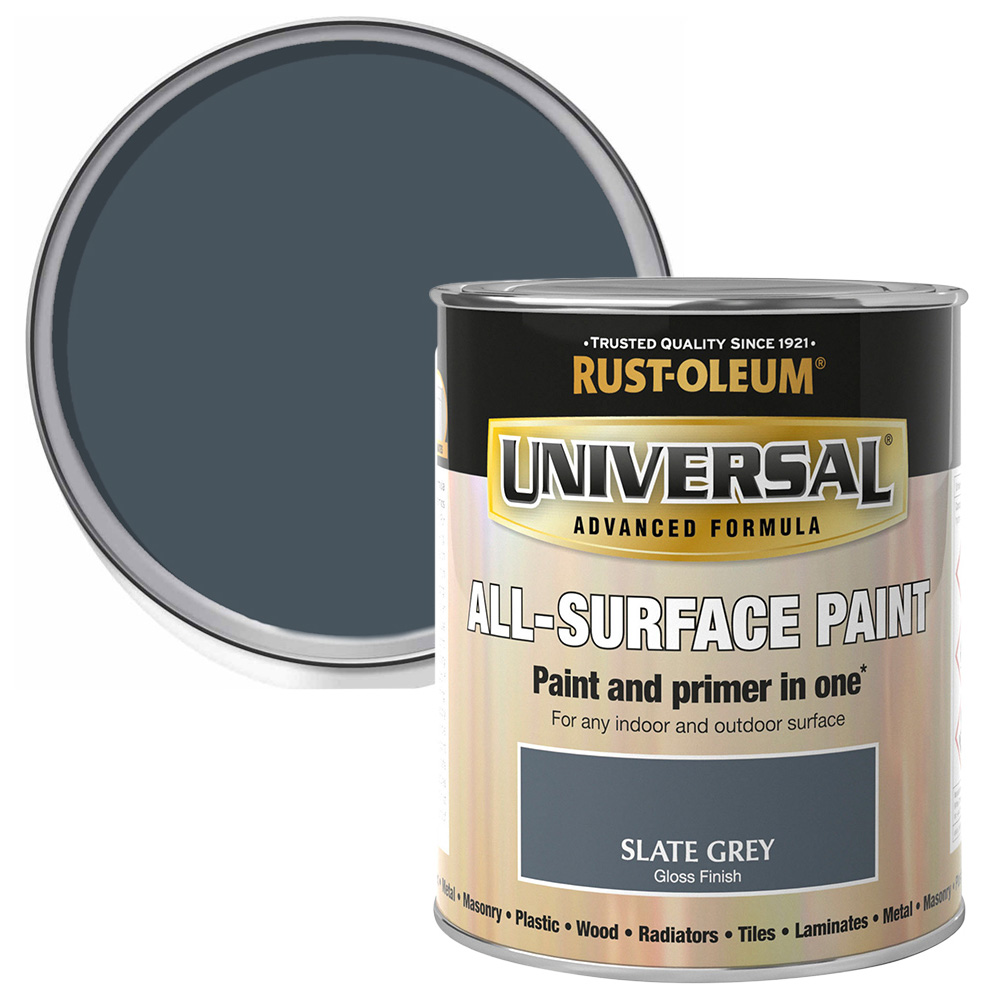 Rust-Oleum Universal All Surface Slate Grey Gloss Paint 250ml Image 1
