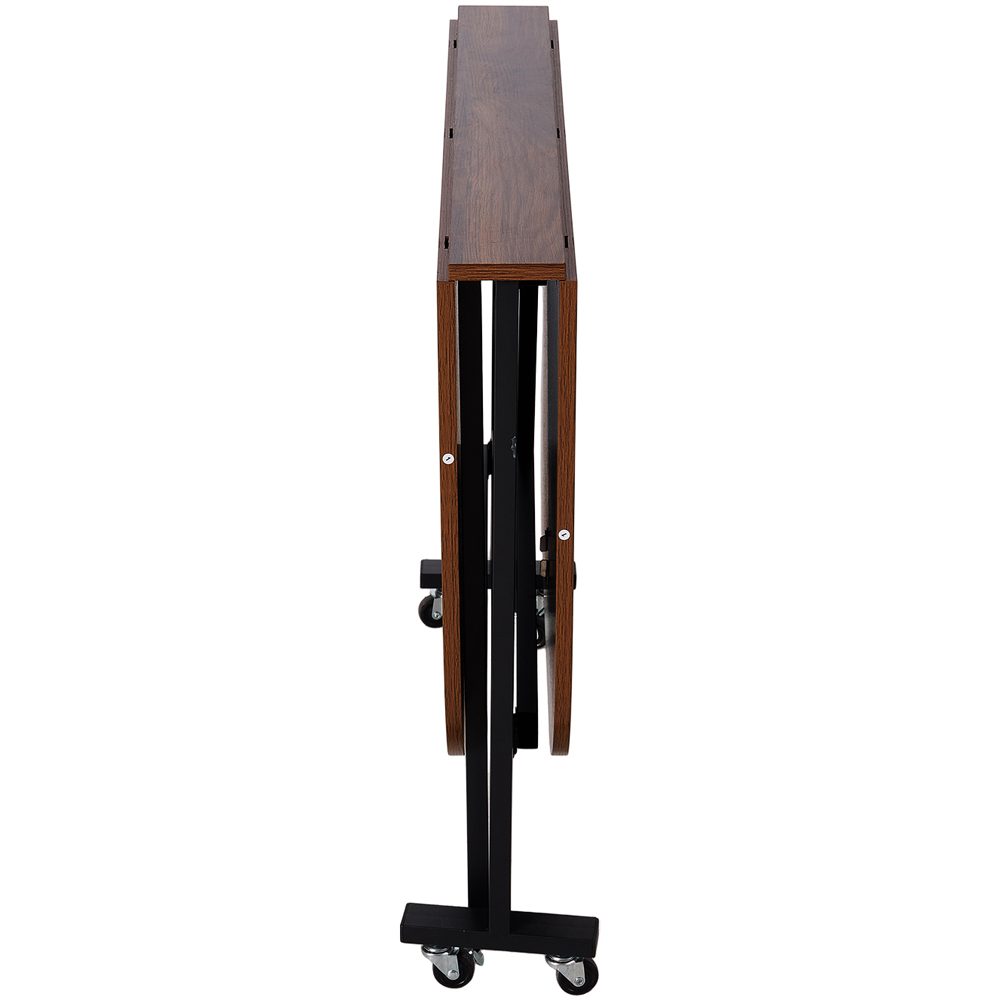 Living and Home 4 Seater Dark Brown Folding Drop Leaf Table with Wheel Image 5