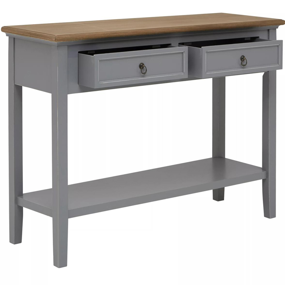 Premier Housewares Henley 2 Drawer Antique Grey Console Table Image 6