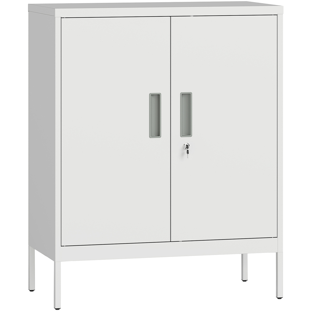 Portland 2 Door White Metal Lockable Storage Cabinet with Keys Image 2