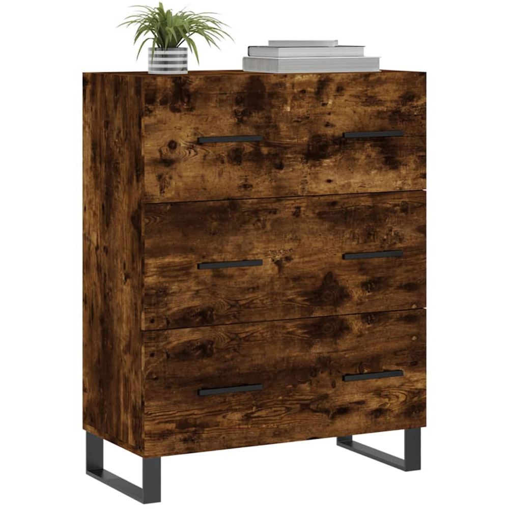 vidaXL 3 Drawer Smoked Oak Sideboard Image 3
