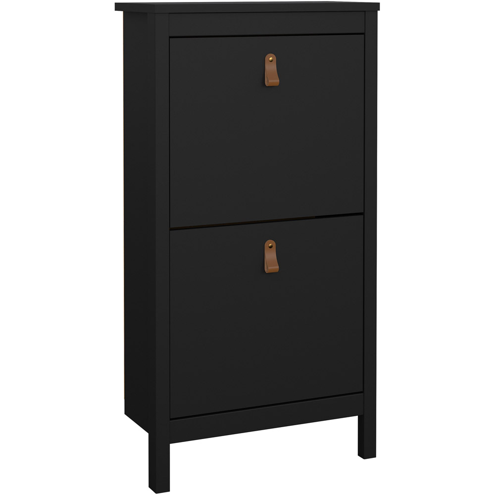 Florence Barcelona 2 Flip Down Doors Matt Black Shoe Cabinet Image 2