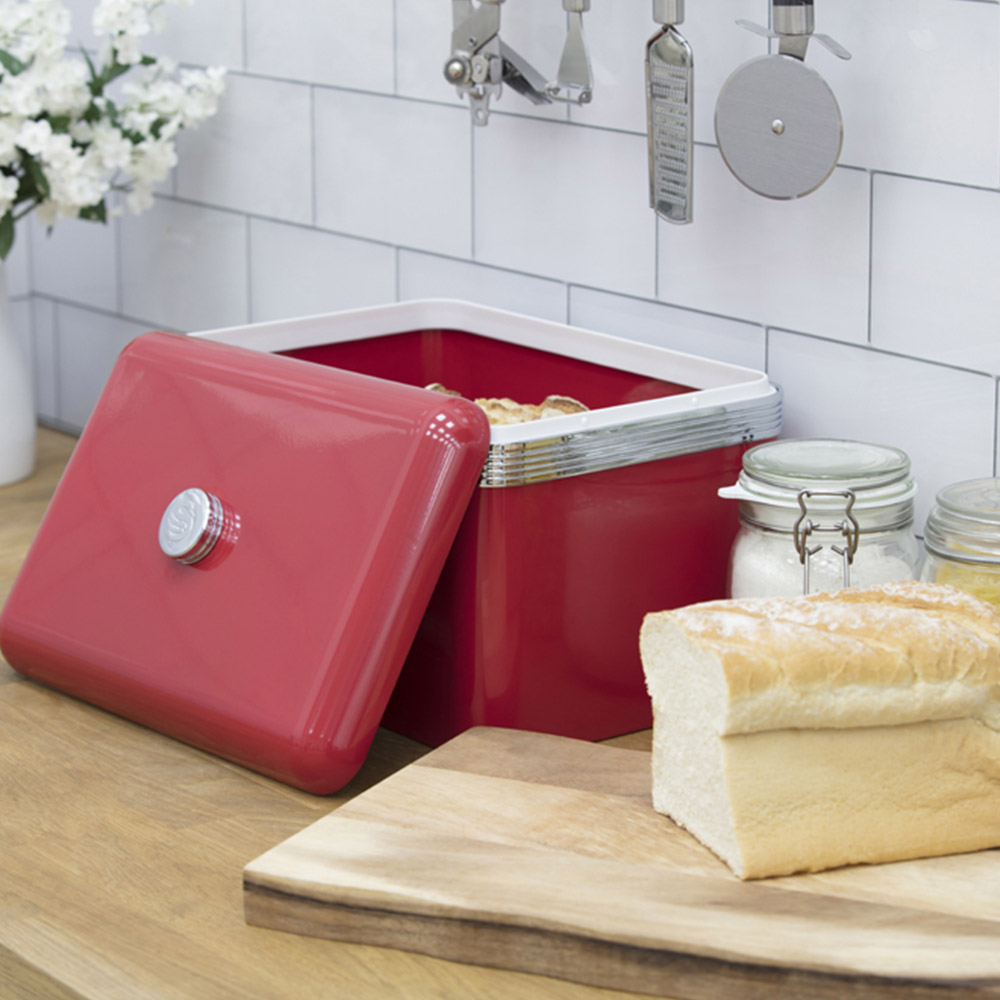 Swan Retro Red Bread Bin Wilko