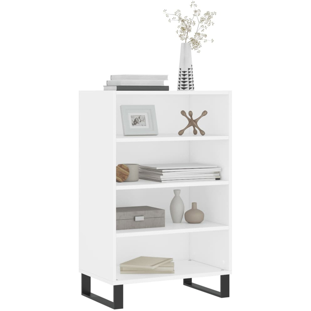 vidaXL 4 Open Shelf White Highboard with Metal Legs Image 3