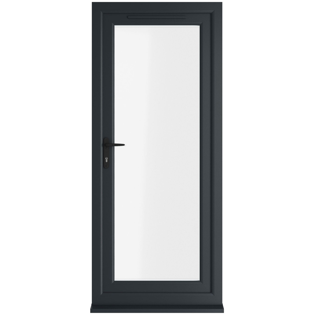 Crystal uPVC Triple Glazed Door Full Glass Right hand Grey White Clear Glass 840x2090mm Image 1