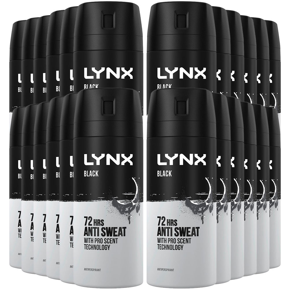Lynx Black Frozen Pear and Cedarwood 72H Protection Anti-Perspirant Deodorant Spray 150ml 24 Pack Image 1