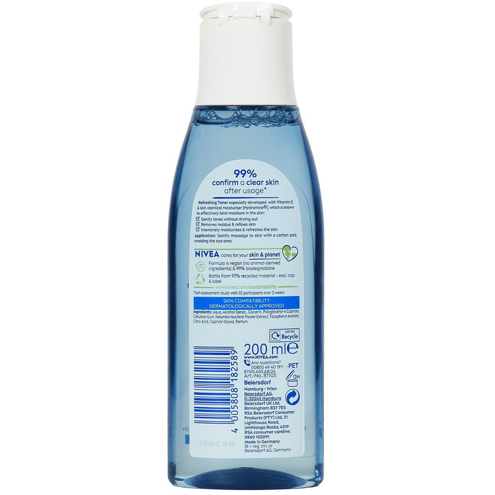 Nivea Refreshing Toner 200ml - Blue Image 3