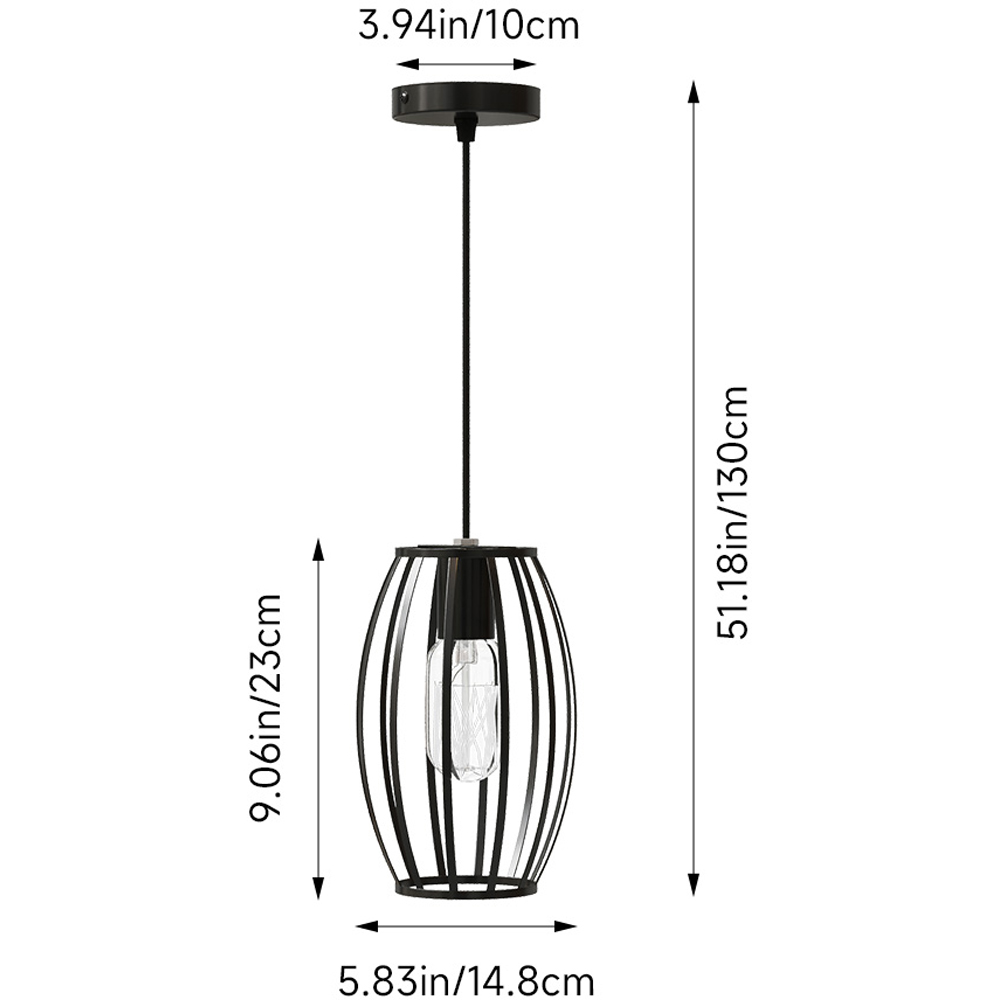 Living and Home Small Black Iron Lantern E27 Pendant Light Image 8