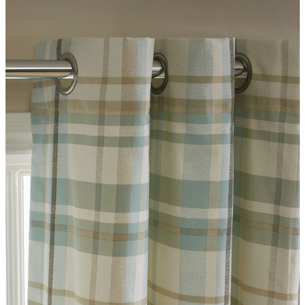 Wilko Blue Printed Check Curtains 167 W x 183cm D Image 2