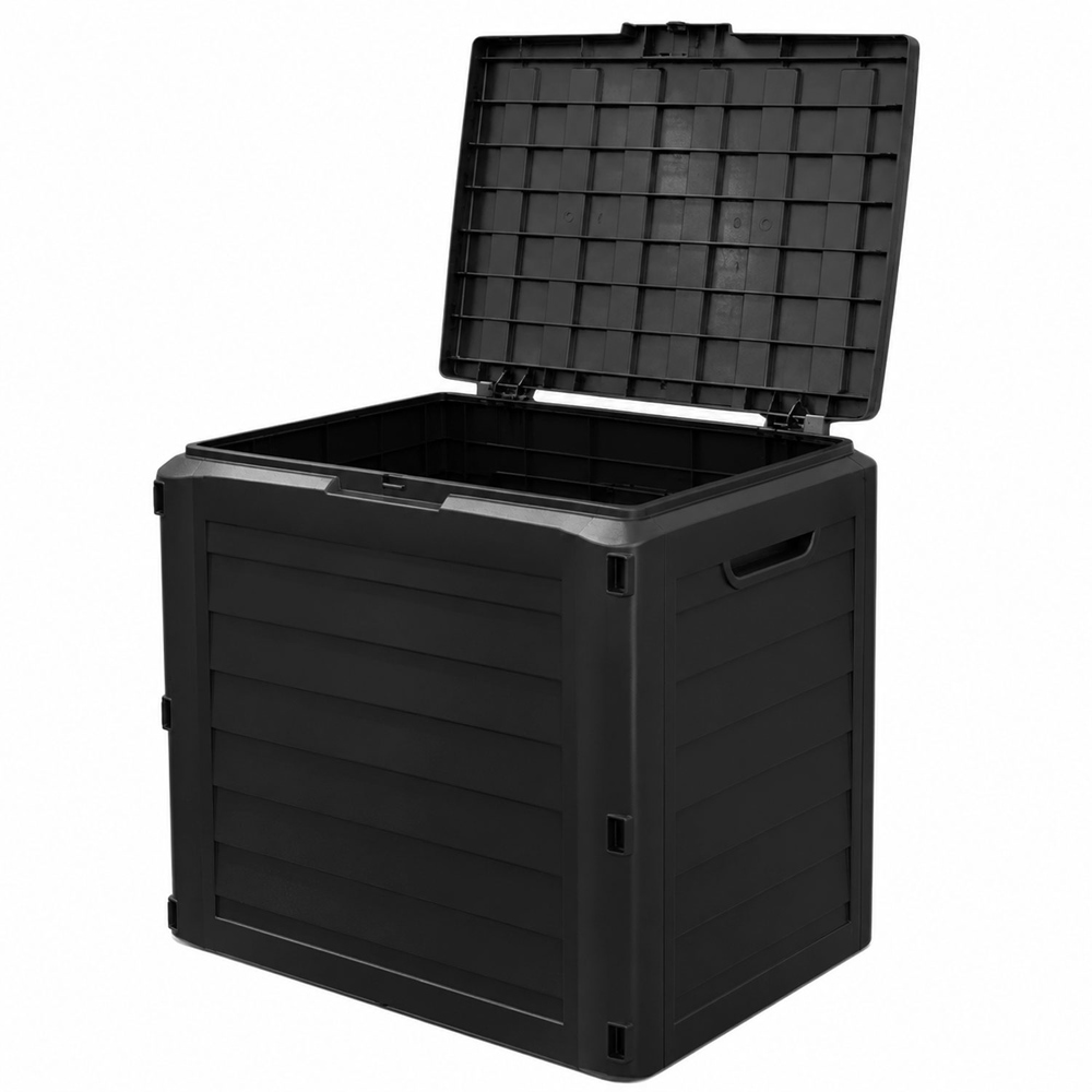 Neo 140L Black Wood-Effect Lockable Weather-Resistant Garden Storage Box Image 1