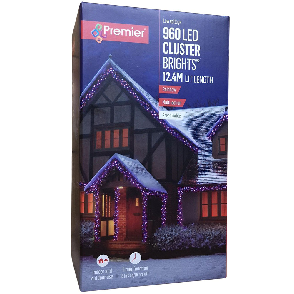 Premier ClusterBrights 960 Rainbow LED Christmas Cluster Light 12.4m Image 2