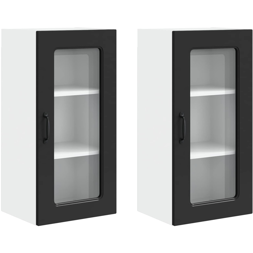 vidaXL Kalmar Single Door Black Wall Kitchen Cabinet 2 Pack Image 8