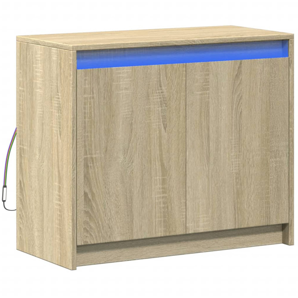 vidaXL 2 Door Sonoma Oak Sideboard with RGB LED Lights Image 3