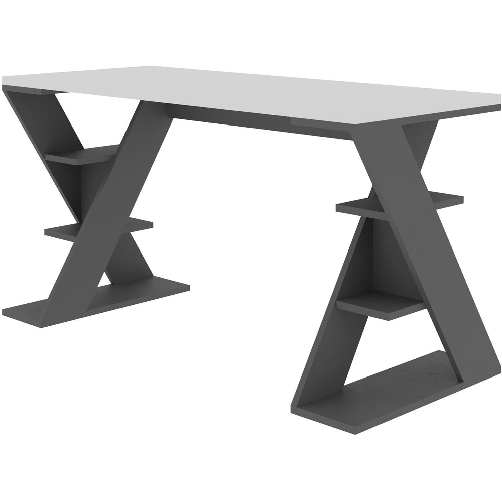 Decortie Papillon 6 Shelf White and Anthracite Working Table Image 2