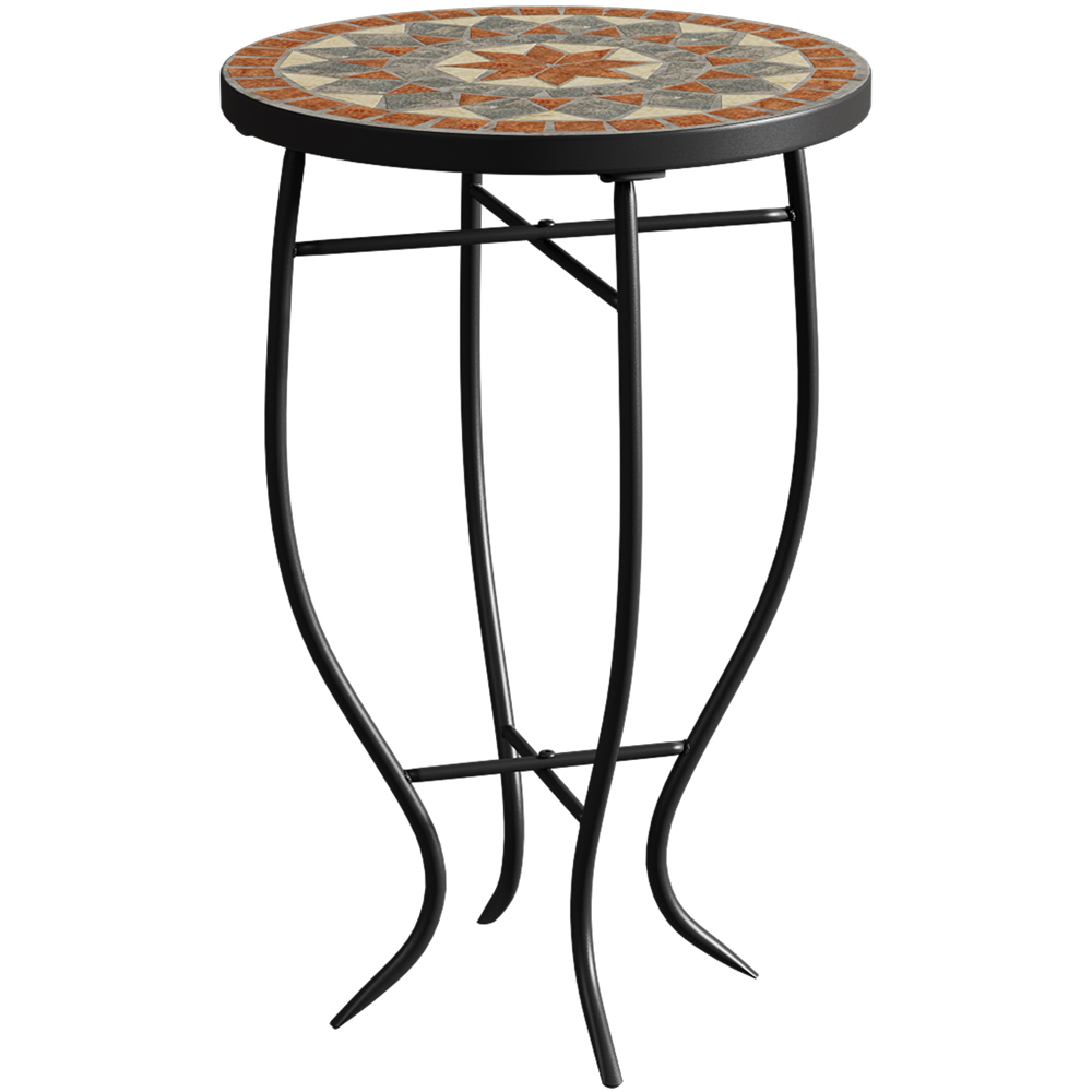 Living and Home Orange Mosaic Round Garden Accent Side Table Image 2