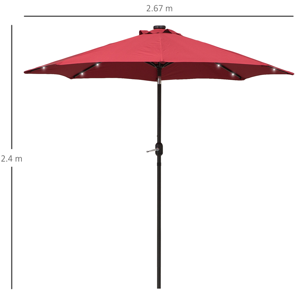 Outsunny Wine Red Solar LED Crank and Tilt Garden Parasol 2.7m Image 7