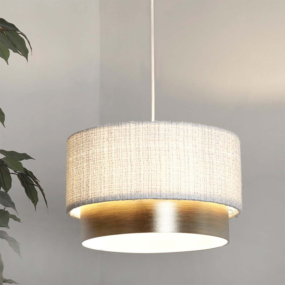 Lighting Collection Amelie 2 Tier Cream and Gold Ceiling Lamp Shade 37cm Image 2