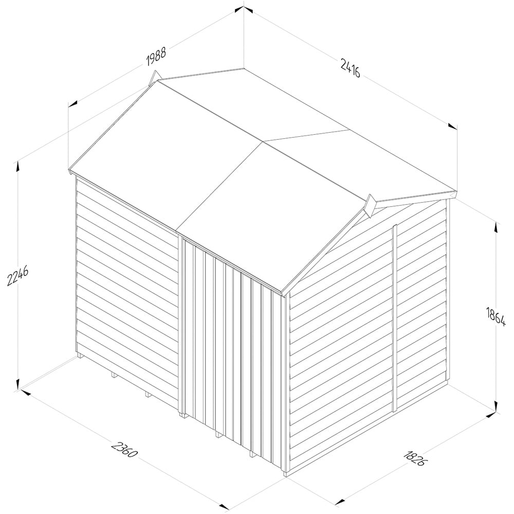 Forest Garden 4LIFE 8 x 6ft Double Door Reverse Apex Shed Image 9