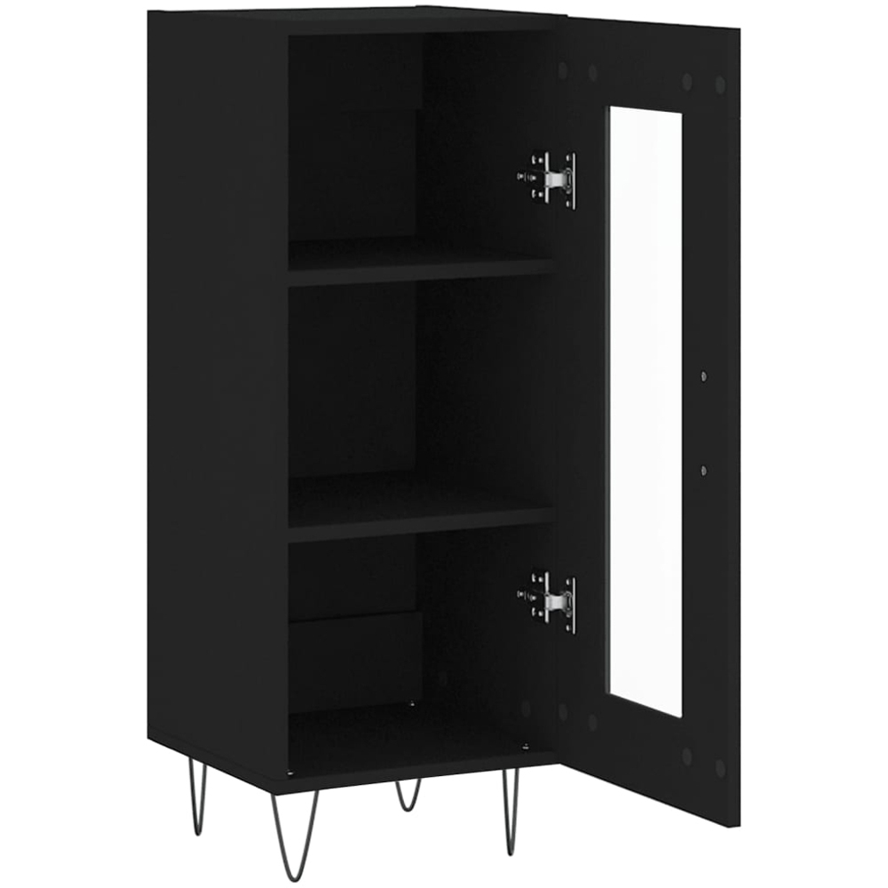 vidaXL Single Glass Door 3 Shelf Black Sideboard Image 6