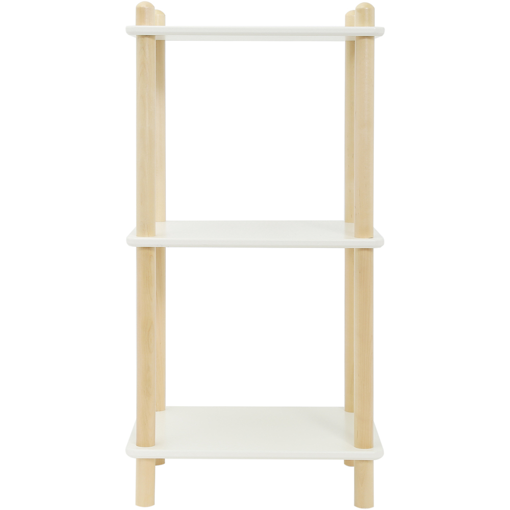 FurnitureHMD 3 Shelf White and Natural Bookcase Image 2
