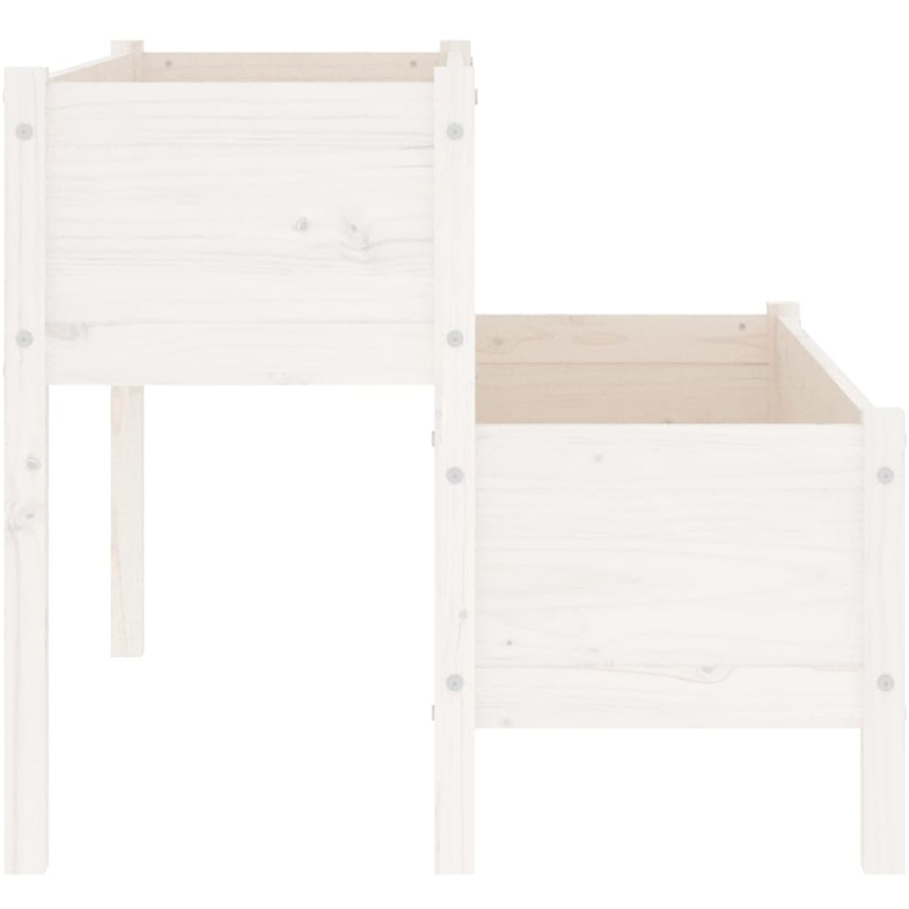 vidaXL 2-Tier White Solid Pine Wood Garden Planter 75 x 84 x 110cm Image 5