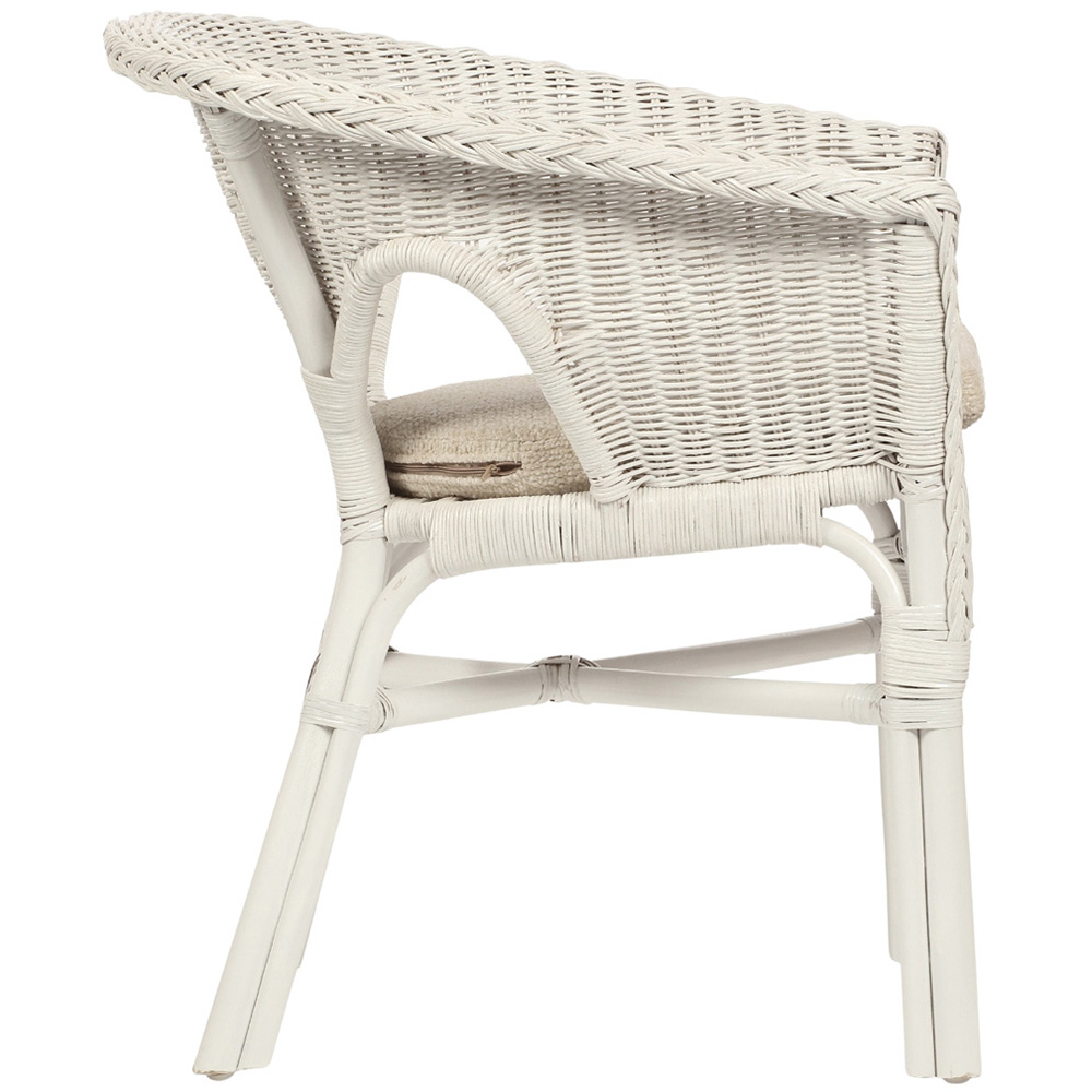 Desser Furniture White Wicker Adult Size Loom Chair with Cushion Image 5