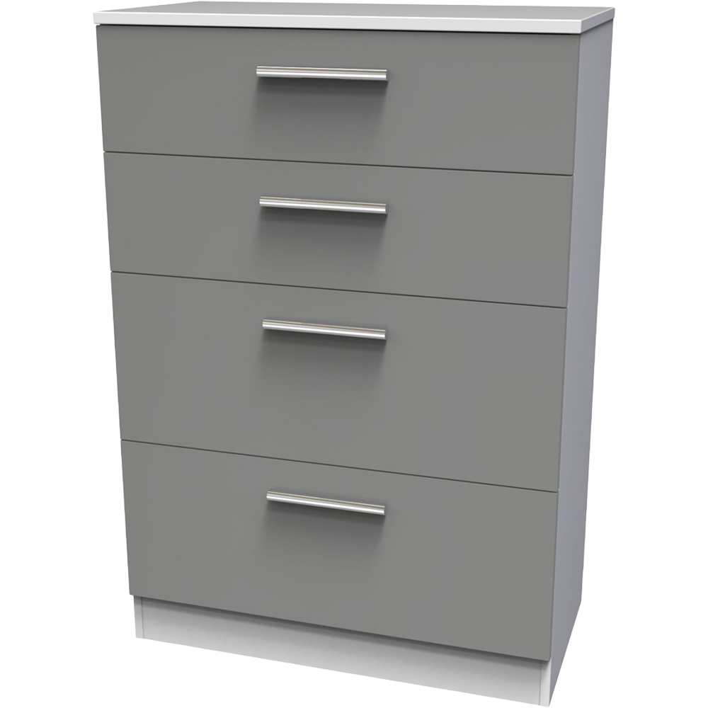 Crowndale Contrast 4 Drawer Dusk Grey and White Deep Chest of Drawers Ready Assembled Image 3