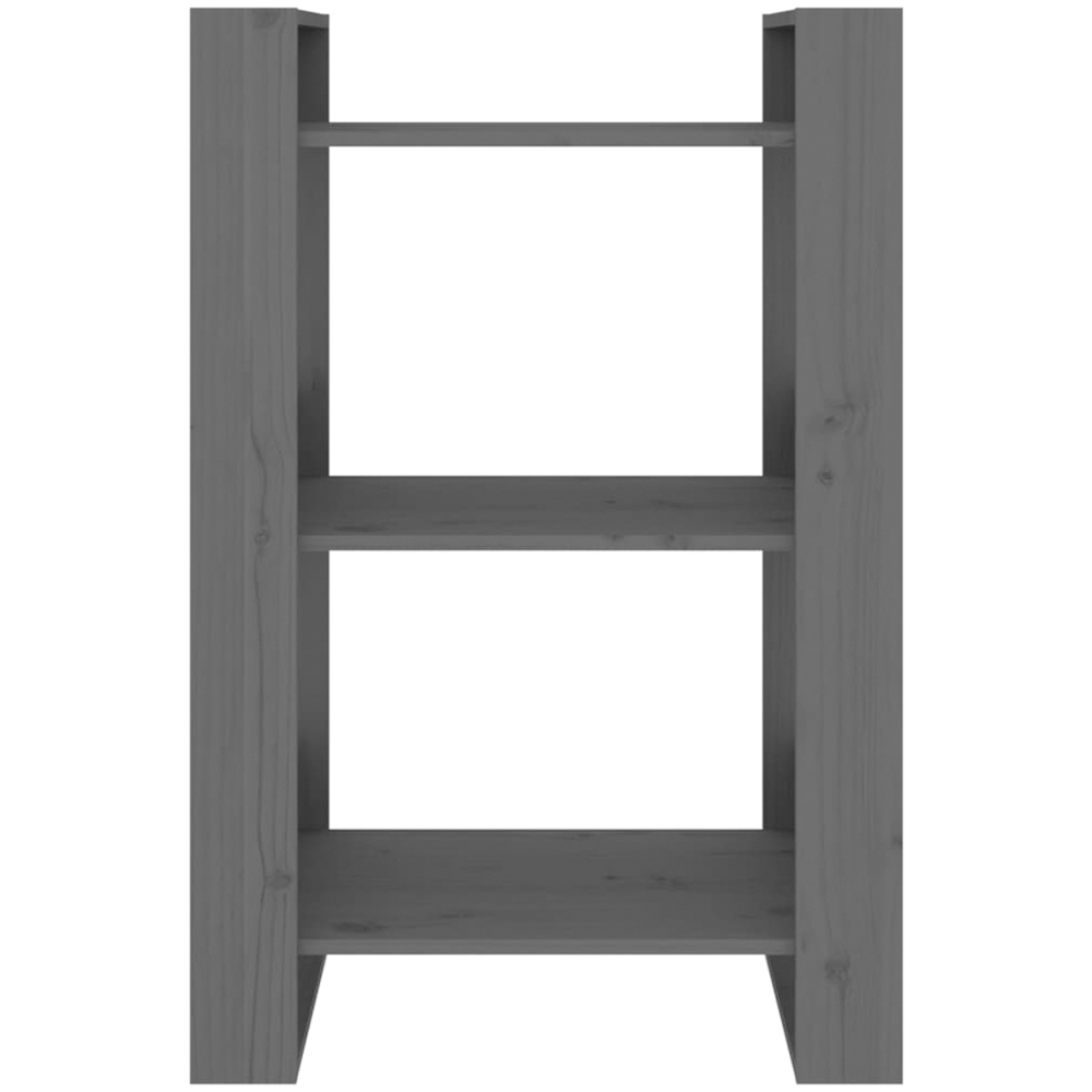 vidaXL 3 Shelf Grey Solid Pine Bookcase Image 3