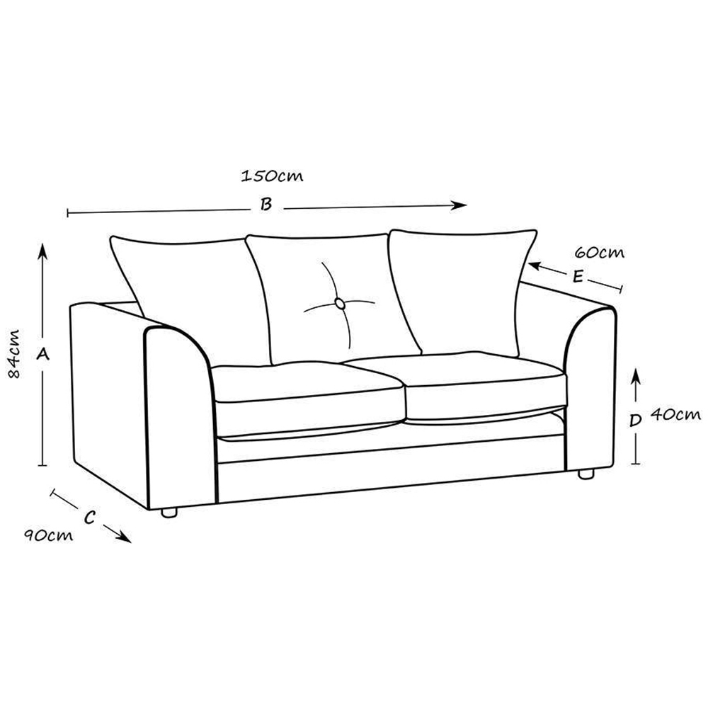 Portland Lindol Luxury 2 Seater Black Cord Sofa Image 3