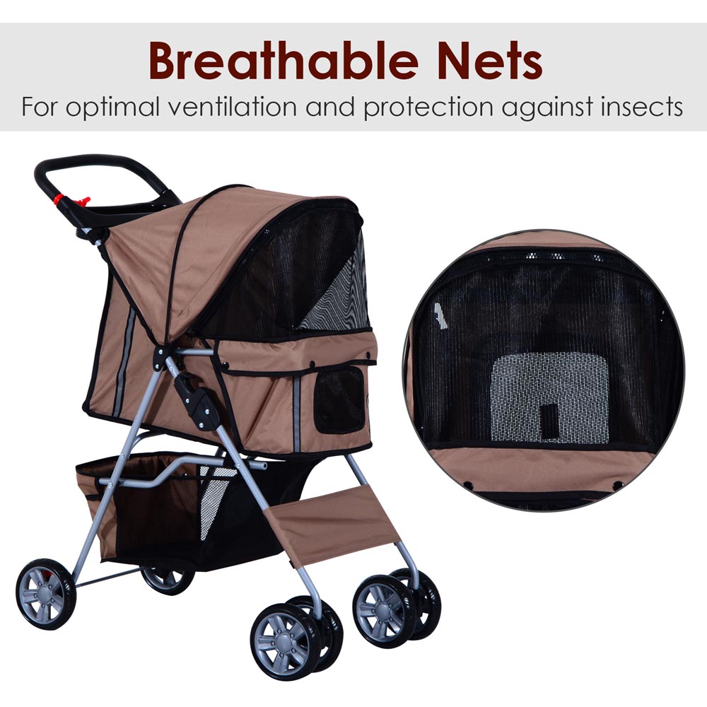 PawHut Pet Stroller Brown Image 7