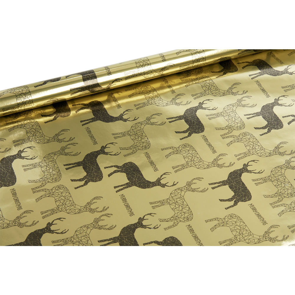 Wilko 5m Midnight Magic Gold Stag Christmas Gift  Wrap Image