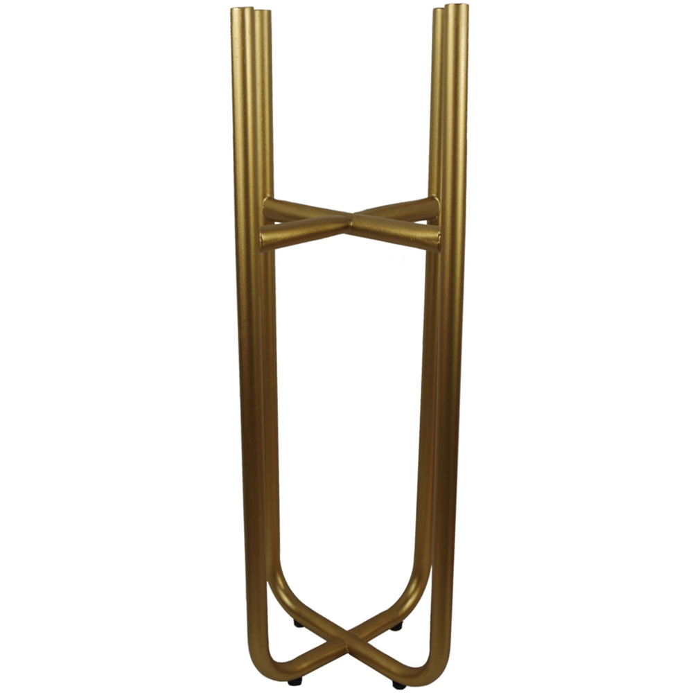 Botanik Leaf Design Gold Metal Planter Stand and Plant Pot Set Image 2