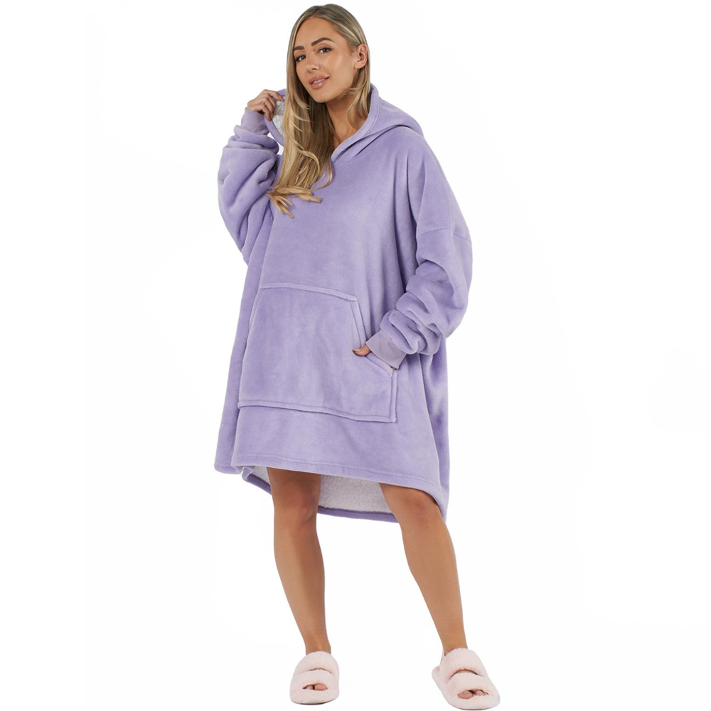 Sienna Lilac Plush Sherpa Oversized Hoodie Blanket Image 1