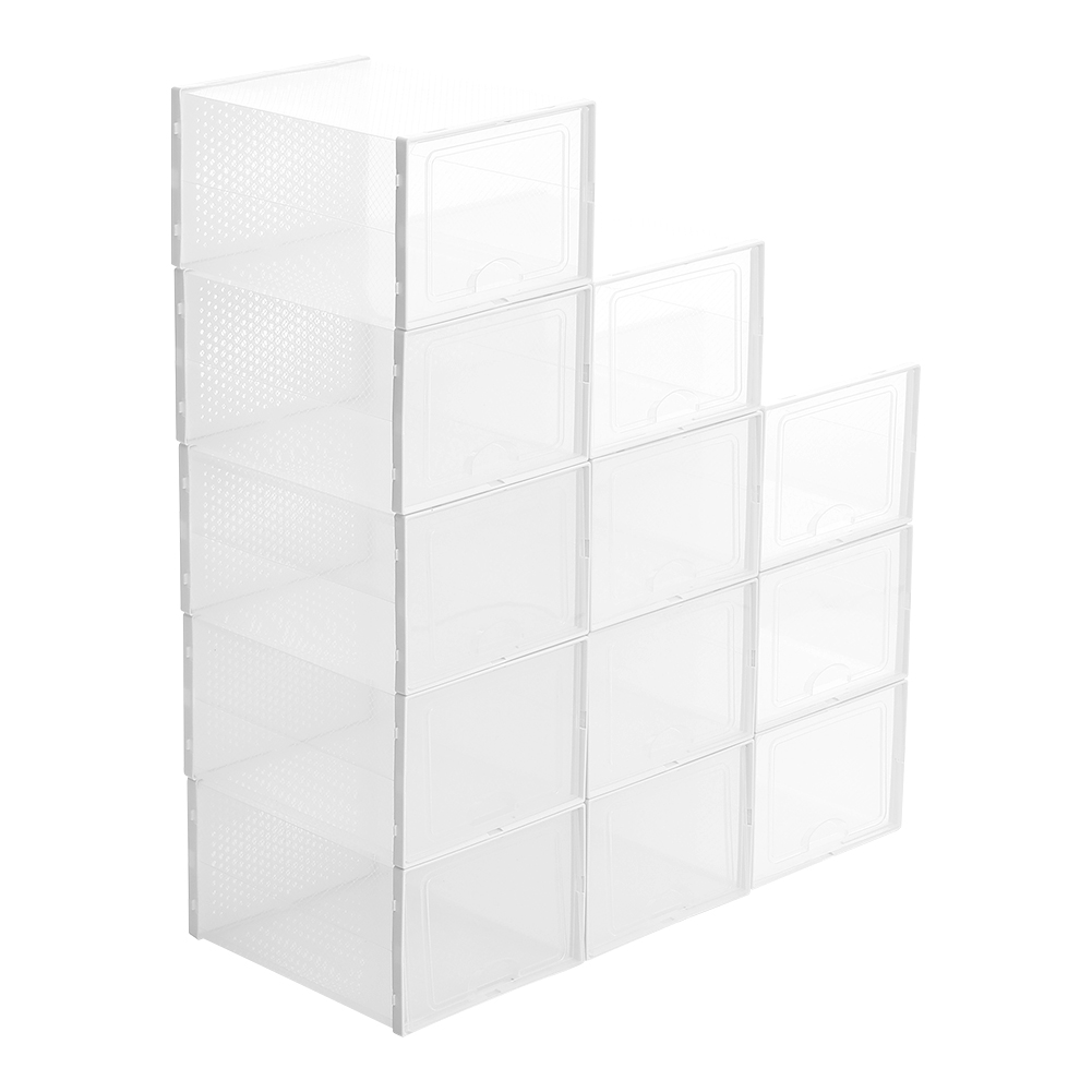 Living and Home Crystal Stackable Shoe Storage Boxes 12 Pack Image 4