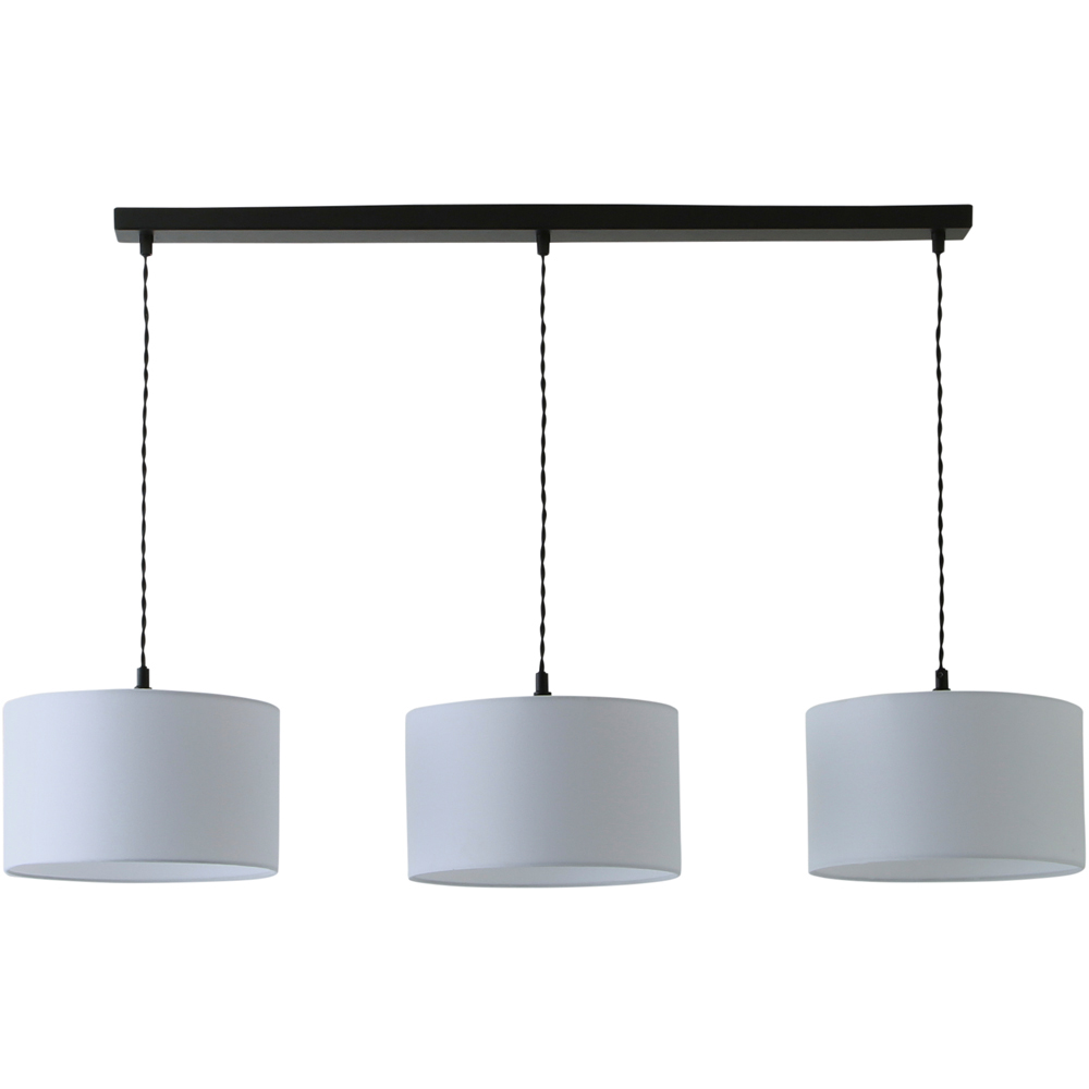 ValueLights Reni White Drum Shade 3 Drop Bar Matte Black Diner LED Ceiling Light Image 1