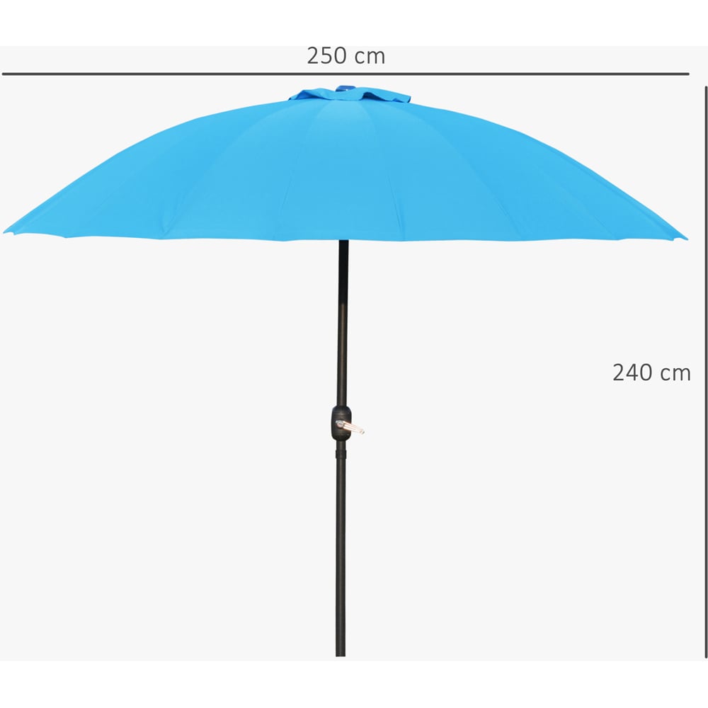 Outsunny Blue Crank and Tilt Parasol 2m Image 7