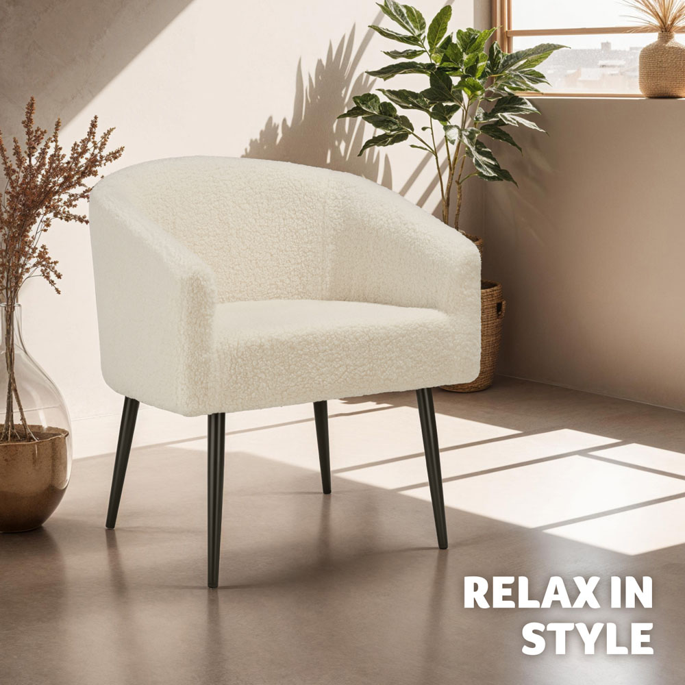 Tectake Mysig Beige Boucle Cover Armchair Image 3