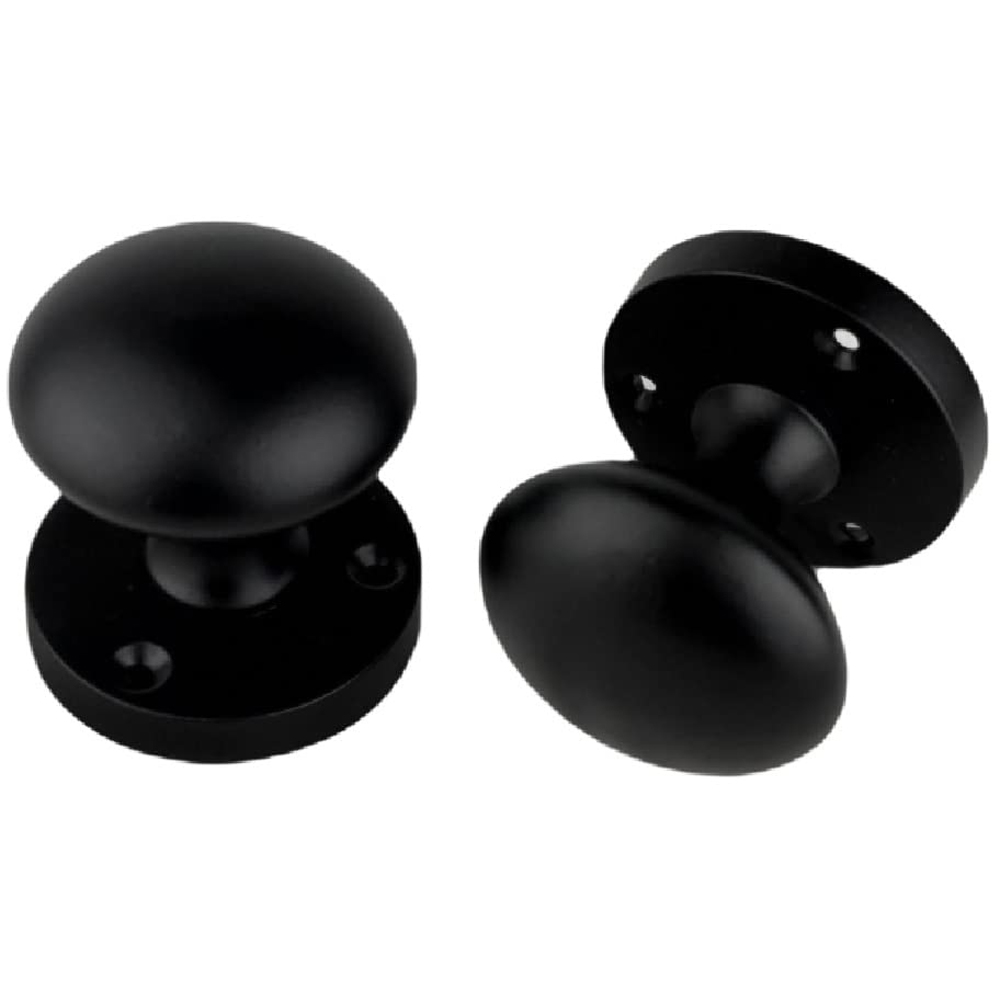 Golden Grace Matt Black Mortice Sprung Door Knob Set 130cm Image
