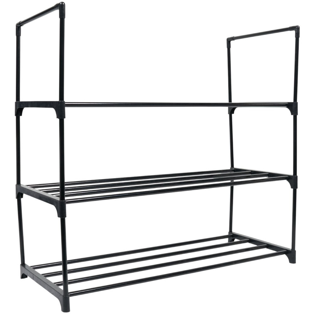 3 Tier Shoe Rack Black Image 4
