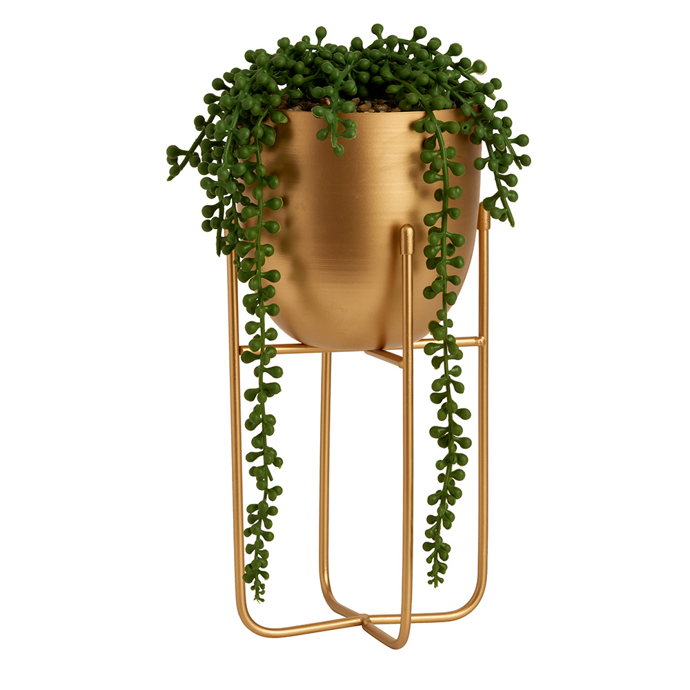 Wilko Gold Stand With Faux Hanging Plant