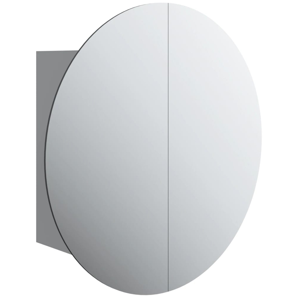 vidaXL 2 Door Grey Round LED Mirror Bathroom Cabinet Image 2