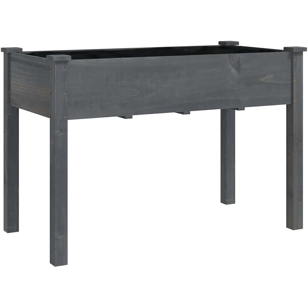 vidaXL Grey Solid Fir Wood Wheeled Garden Planter with Liner 118 x 59 x 80cm Image 2