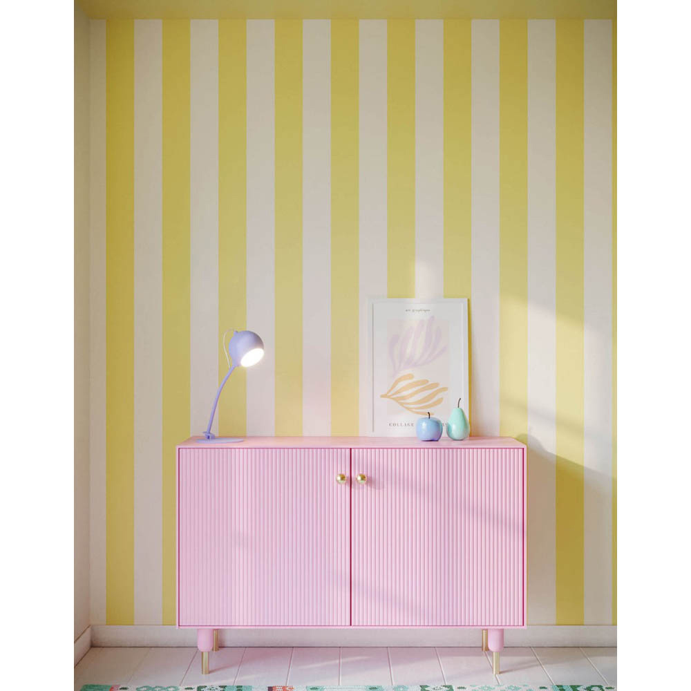 Bobbi Beck Eco Luxury Wide Stripe Ice Cream Pastel Yellow Wallpaper Image 2