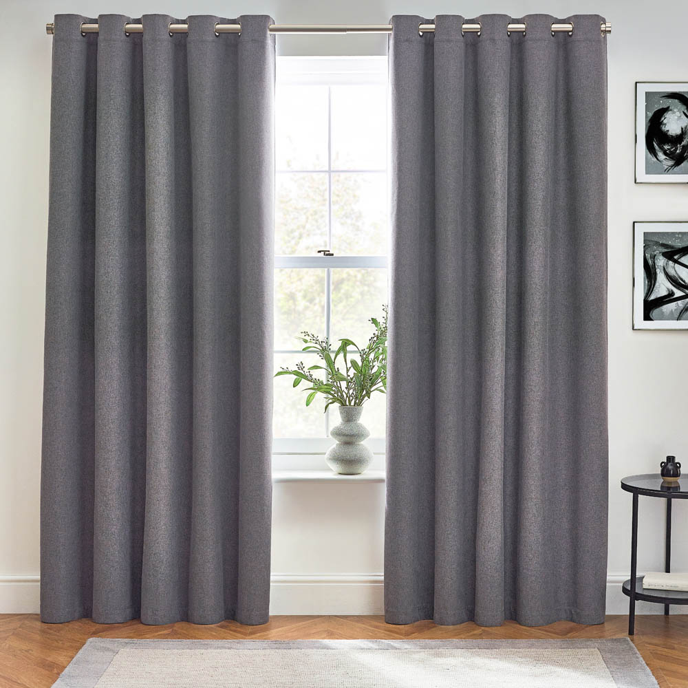 furn. Dawn Charcoal Thermal Blackout Eyelet Curtain 137 x 117cm Image 5