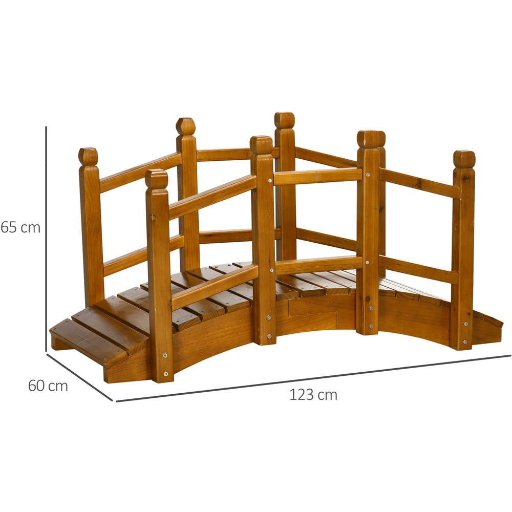 Outsunny Brown Wooden Arc Garden Bridge with Safety Railings Image 7