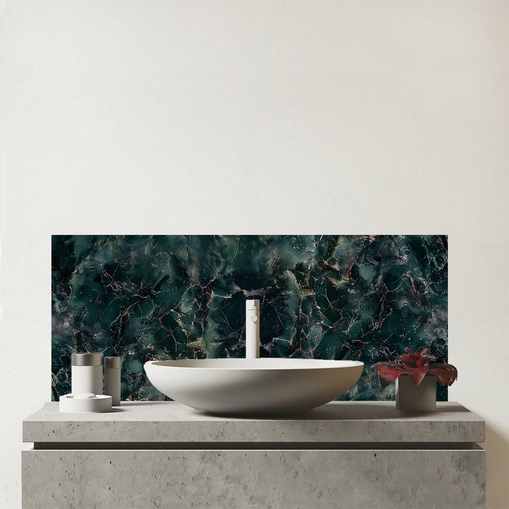 Warren Reed Designer Dark Green Quartz Effect Bathroom Splashback 25 x 60cm Image 1